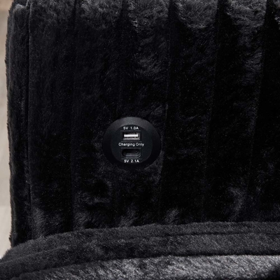 U 모양의 구간 잠자리 소파와 철수 침대 및 저장 체이스 라운지 및 USB 충전 포트, 검은색 코드루오이 천