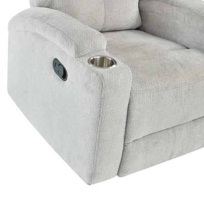 스테인리스 스틸 컵 홀더와 함께 Recliner 의자, 회색 천