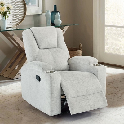 스테인리스 스틸 컵 홀더와 함께 Recliner 의자, 회색 천