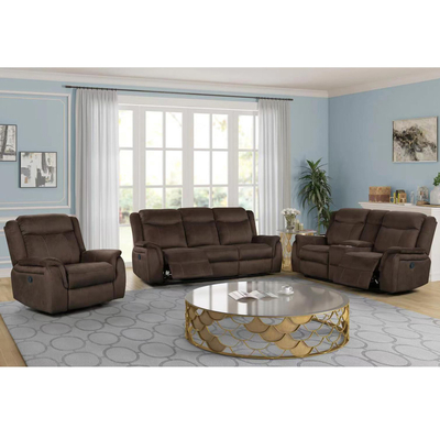 저장 상자, 갈색 천과 함께 Recliner 소파 세트
